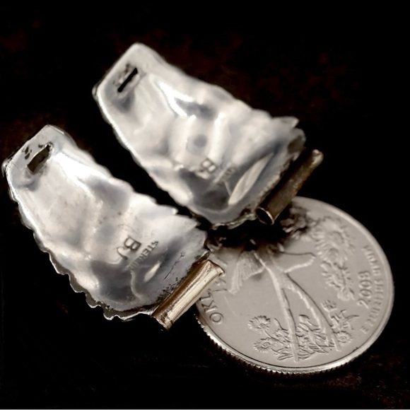 👑Signed-Bobby Johnson Navajo Vintage Sterling Silver Gold Womens Watch Tips - Picture 3 of 6